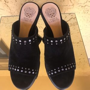 Vince Camuto black suede studded mule Size 9